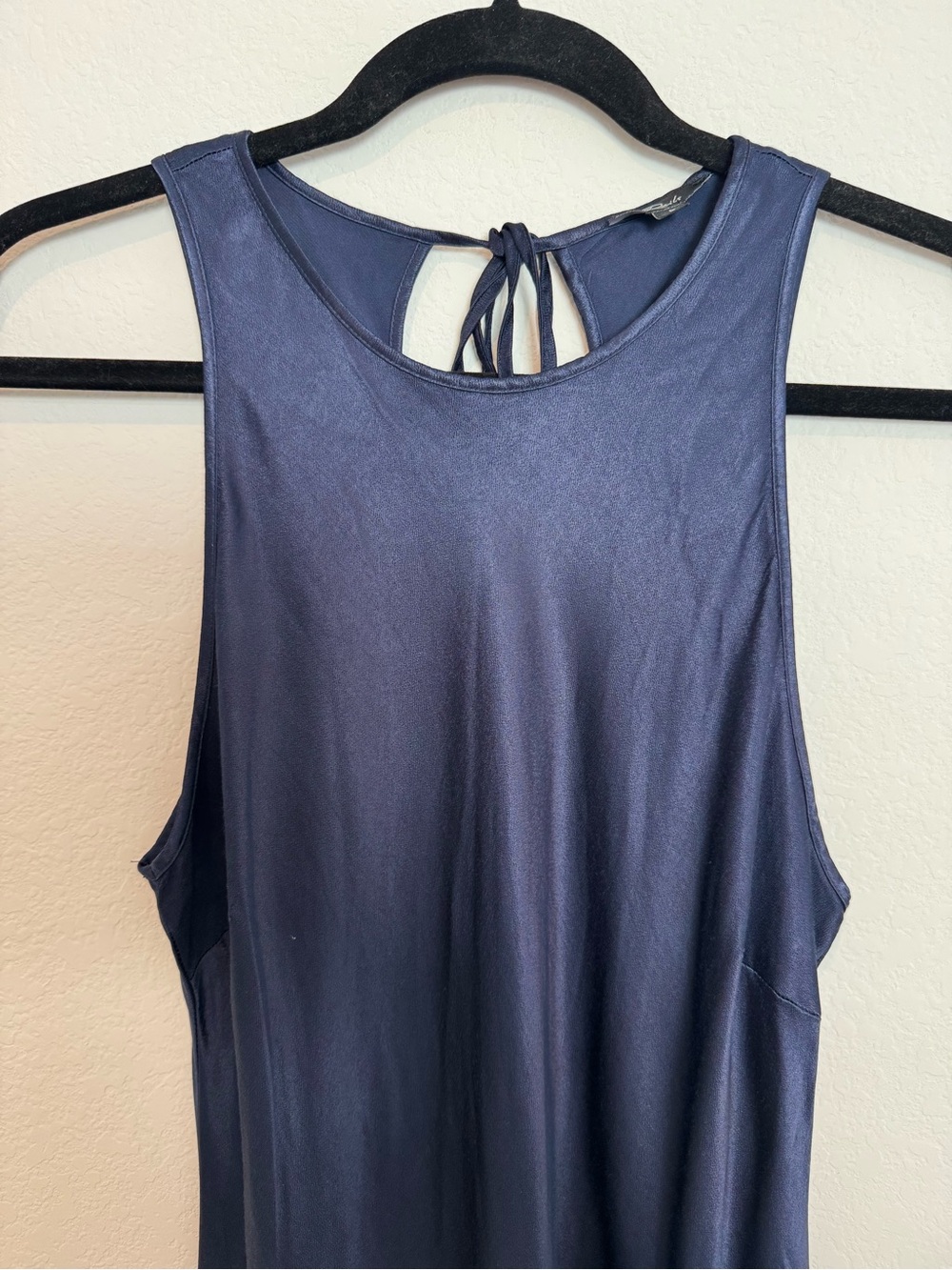Rails Solene Navy Blue Midi Lightweight Satin Sleeveless Dress - Picture 9 of 12